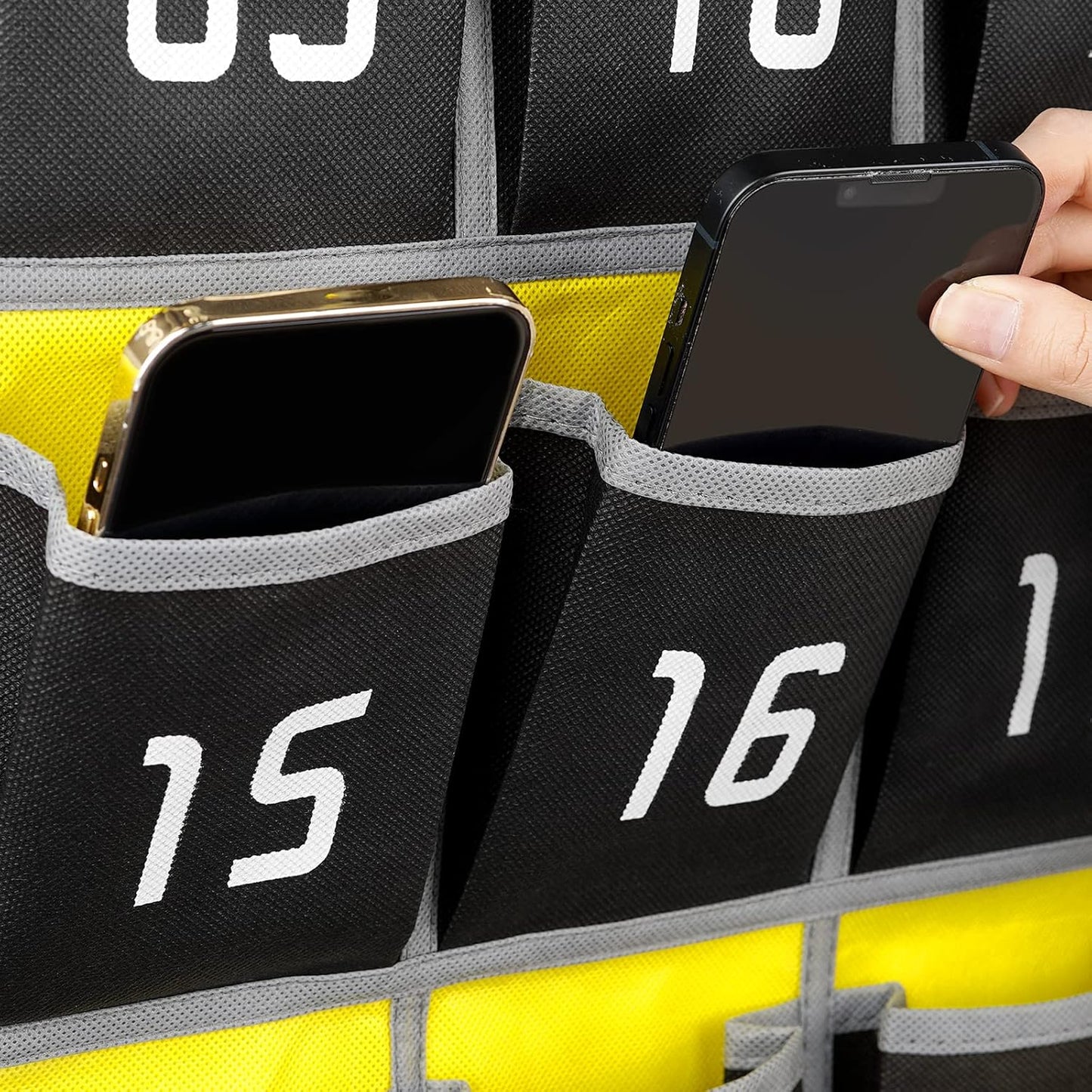 Loghot Classroom Accessories Closet Pocket Chart for Cell Phones Holder Wall Door Hanging Organizer (30 Pockets Black)