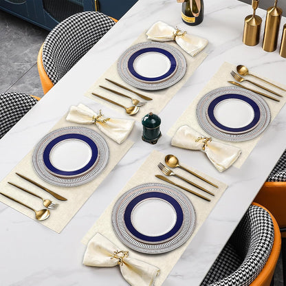 SUEH DESIGN Faux Leather Placemats Set of 6, Wipeable Place Mats Heat Resistant Table Mats Waterproof Dining Table Placemats for Indoor Outdoor Kitchen Dining Table