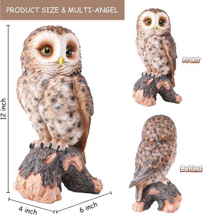 WONDER GARDEN Owl Statue Decor, Outdoor Resin Owl Figurine Sculpture for Home Porch Patio Lawn Yard Decorations or Housewarming Gifts