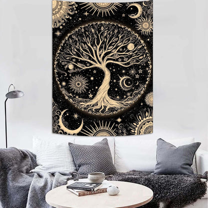 Lunerfex Tree of Life Tapestry Starry Sky Wall Tapestry, Vintage Tapestries for Bedroom Ceiling Tapestries Wall Hanging for Bedroom Living Room Decor Tree-3 44"x60"