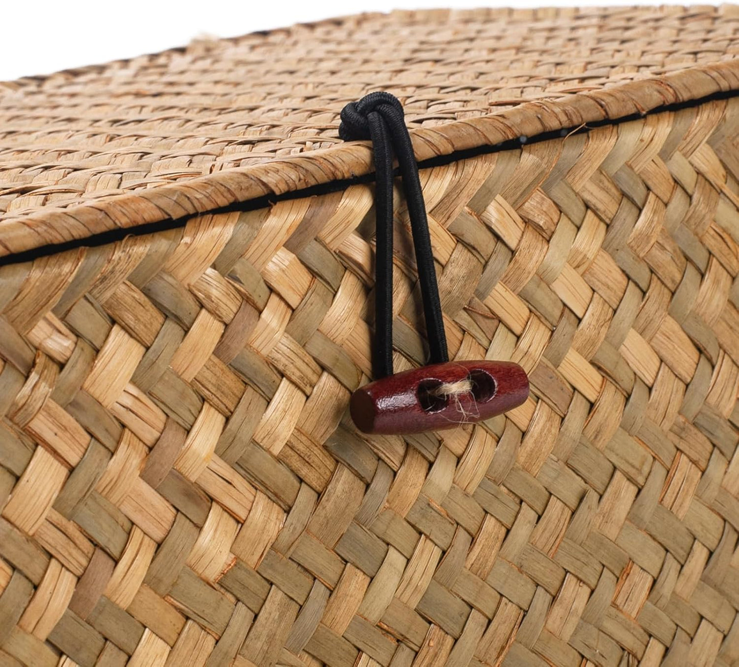 Wicker Basket with Lid, Seagrass Storage Basket, Woven Baskets for Storage, Decorative Storage Baskets for Shelf Organizing, Natural