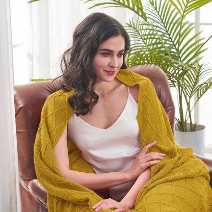 inhand Knitted Throw Blanket for Couch and Bed, Soft Living Room Home Decor Knitted Blanket with Tassel, Outdoor Lightweight Breathable Summer Blanket, Farmhouse Warm Woven Decorative, 50"x60"