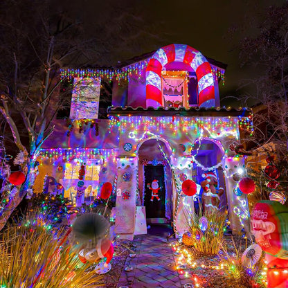 132 ft Christmas Lights -1280 LED Icicle Lights Outdoor with 240 Drops Hanging String Lights, 8 Modes Plug in Waterproof Timer Memory for Holiday Wedding Party Window Garden Decoration (Multicolor)