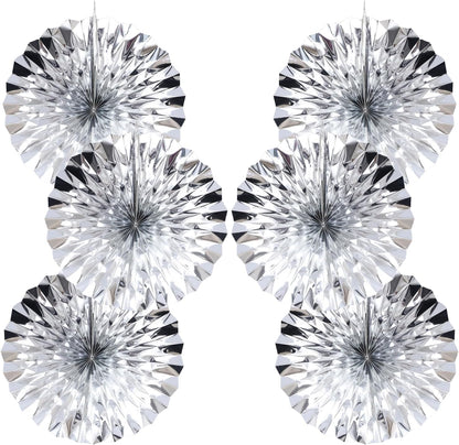 Silver Birthday Decorations,DIY Silver Paper Fans Hanging Decoration ,DecoracióN De CumpleañOs para Hombre,Wedding Decorations for Party16in,Birthday Decorations for Men 30 Color DIY Set (Silver)
