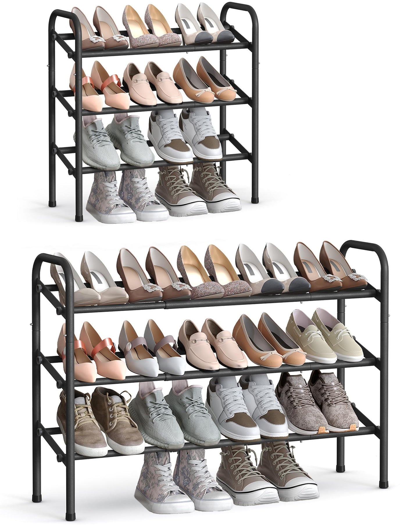 SONGMICS Expandable Shoe Rack, 3 Tier Shoe Rack Shelf, Adjustable Shoe Organizer Storage for 20