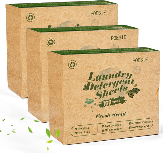 Poesie Laundry Detergent Sheets 3 Pack 480 Sheets 240 Loads Laundry Detergent for Travel Home Save