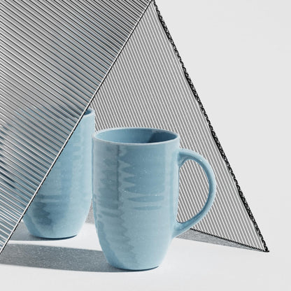 Set of 4 Oversized 20oz Tall Ceramic Latte Coffee Mugs, Gift Set for Cococa, Tea and More. With Large Handles; Dishwasher and Microwave Safe. (Blue)