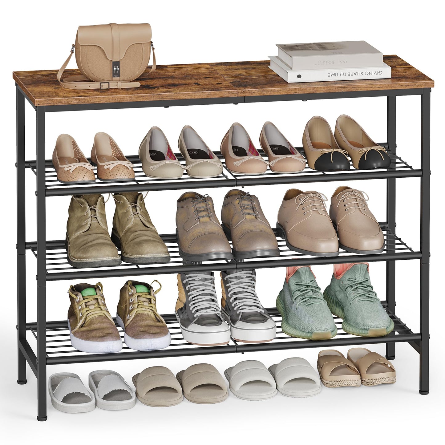 VASAGLE Shoe Rack, Shoe Storage Rack for Closet, Entryway, Living Room, Free Standing Metal