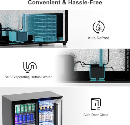 COTLIN 36" W Back Bar Cooler Beer Fridge Undercounter Refrigerator with LOW-E Glass Free Standing Beverage Refrigerator Adjustable Shelves for Soda Beer Wine, ETL NSF Approved