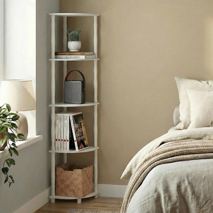 Furinno Turn-N-Tube Storage Shelves, 5-Tier Open Frame Book Shelf, Standing Corner Shelf, Toolless
