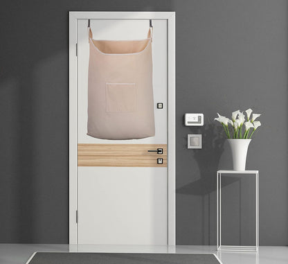 Laundry Collector, Laundry Hamper, Door Hanging Laundry bag with hooks (Beige, 65Liters)