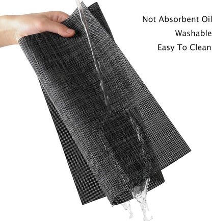 Myir JUN Placemats Set of 4, Vinyl Woven Placemats Place Mats Indoor Set of 4 Washable Table Mats Non-Slip Place mats for Dining Table (Dark Gray-Black, Set of 4)