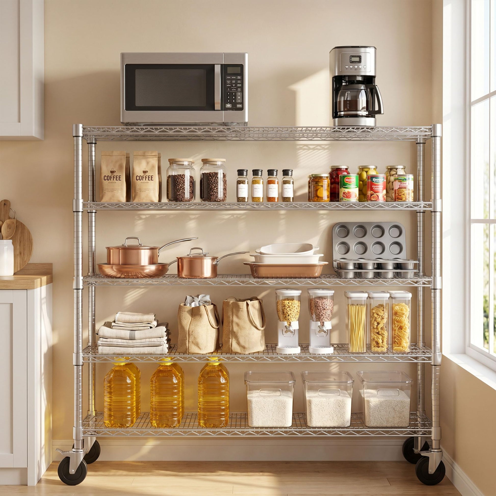 Garvee 82"H Storage Shelves with Wheels, NSF Wire Shelving Rack for Kitchen