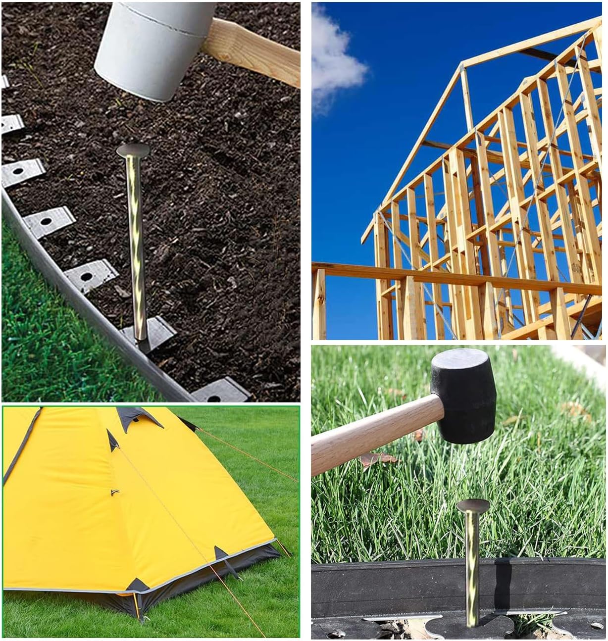 22 Pcs 8-Inch Landscape Stakes, Spiral Metal Galvanized Landscape Spikes, Garden Nails for Artificial Turf, Paver Edging, Weed Barrier, Carpentry and More