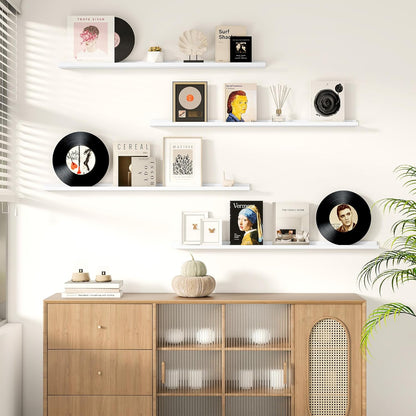 Picture Ledge Shelf for Wall, Floating Shelves Set of 4, 48 Inch Long Nursery Book Shelves for Toys Storage, Kids Bookshelf Wall Mounted for Books Photo Frames, White