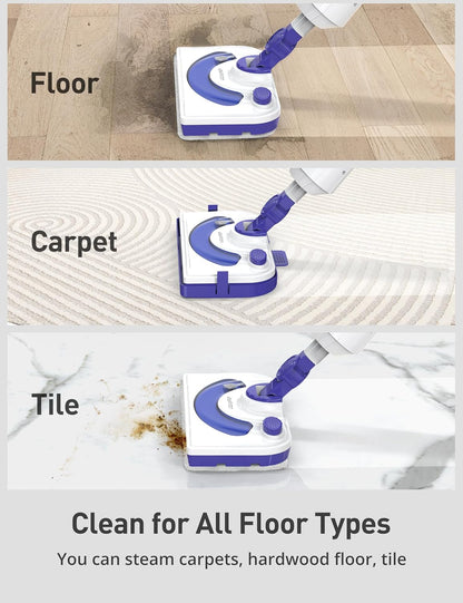 Professional Steam Mop Cleaner, 1300W Floor Steamer with Detergent Chamber, 25S Heat Up, Lightweight Steamer for Cleaning with 2 Washable Pads, Safe for Tiles, Upholstery, Carpet, Hardwood