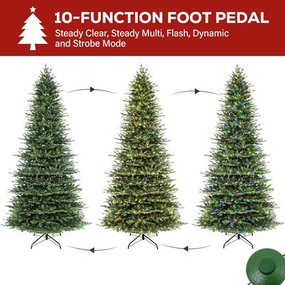 Hykolity 12 ft Prelit Christmas Tree, Artificial Christmas Tree wth 850 Color Changing LED Lights, 8109 PE&PVC Realistic Branch Tips, Metal Stand and Hinged Branches, 10 Modes