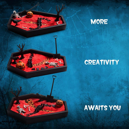 Coffin Zen Garden for Desk 7" x 9" Mini Zen Garden Kit Accessories for Office Coffin Spooky Decor Tray Spooky Gifts Gothic Decor Gifts for Man Women