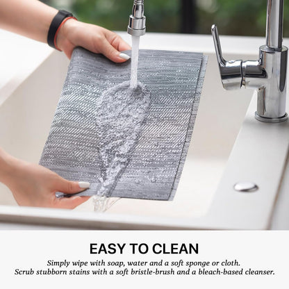 LEXMORE Placemats Set of 12 Vinyl/Plastic Woven Place Mats for Kitchen Table Indoor/Outdoor Washable Placemat Wipeable Dining Table Mats(Ombre Gray)