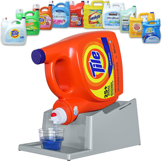 Skywin Laundry Detergent Holder Stand Organizer and Drip Tray for Laundry Room Organization,Non Slip Laundry Soap Holder for Liquid Laundry Detergent, Laundry Detergent Stand, No Strap (Grey)