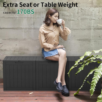 30 Gallon Resin Deck Box,Lockable Outdoor Storage Box for Patio Cushions Storage Furniture,Garden Tools,Pool Supplies, Weatherproof and UV Resistant- Black