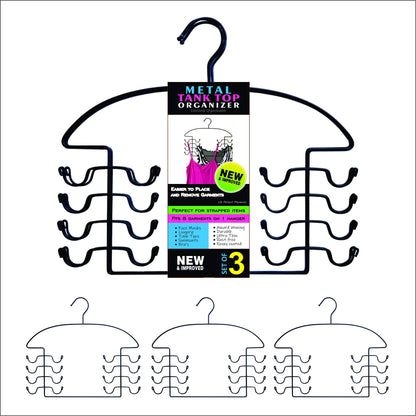 Organizer Hangers for Tank Tops, Bras & Camis by Dr. Organizer – USA Patented Steel 3-Piece Set