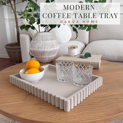 OAKOA Concrete Decorative Tray for Coffee Table Tray Decor - Ottoman Tray for Living Room - Bandejas Decorativas - Table Trays Decorative - Coffee Table Centerpiece