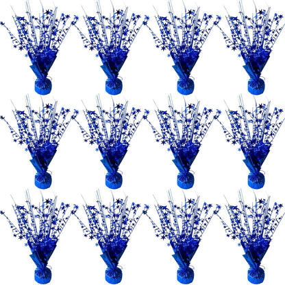 12 Pack Metallic Foil Spray Centerpiece Star Table Decoration Burst Table Centerpieces for Birthday Wedding Anniversary Graduation Holiday Party Supplies Decor, Blue