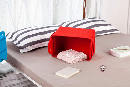 Minoisome Storage Basket Felt Storage Bin Collapsible& Convenient Box Organizer with Carry Handles for Office Bedroom Closet Babies Nursery Toys Laundry (Red, 13.8inch（L）×9.5inch（W）×8.3inch（H）)