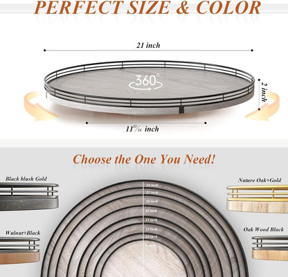 21" Lazy Susan Wood Turntable Organizer for Kitchen Decor, Farmhouse Round Wooden Lazy Susan Organization and Storage for Cabinet, Dining Table, Pantry, Bathroom, Countertop, Centerpiece, Home Decor