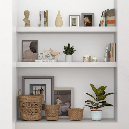 10 inch Deep Wall Shelves 36 inche Long, 1.8 Thick Single Floating Shelf Wall Mounted, Heavy Duty 70 lbs Shelves for Bedroom, Books, Living Room, Kitchen, Office Modern Farmhouse Decor, White