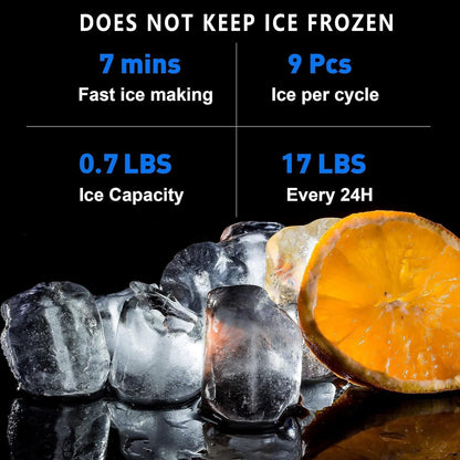 Countertop Bottleless Water Cooler Dispenser and Ice Maker with Water Line 17 lbs Daily Capacity Black(NO HOT Water/NO Filters)