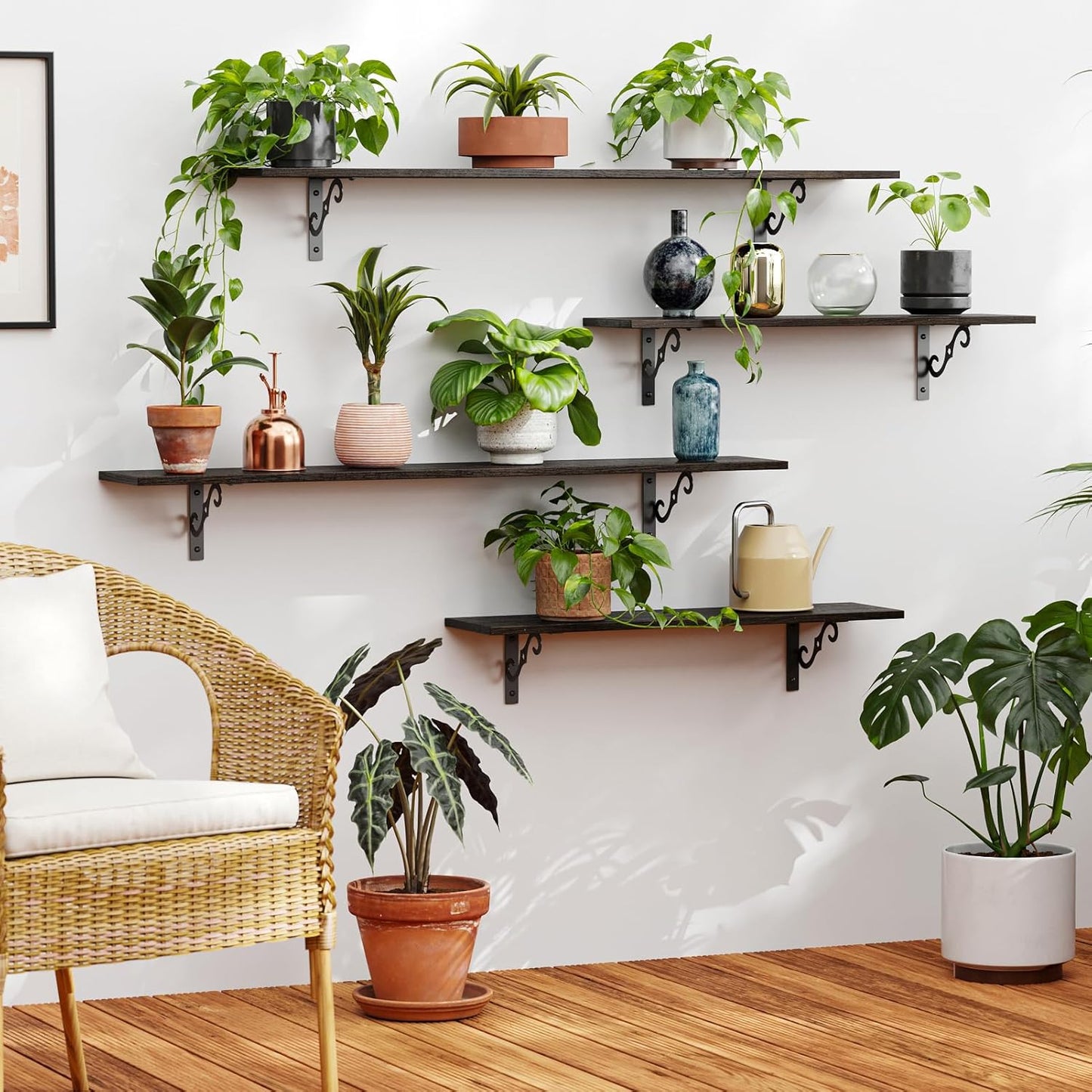 DINZI LVJ Long Wall Shelves, 55.1" Large Floating Shelves Set of 2, Wide Display Shelf Wall Mounted with Brackets, Easy Hanging for Living Room, Toilet, Office, Bedroom, Espresso