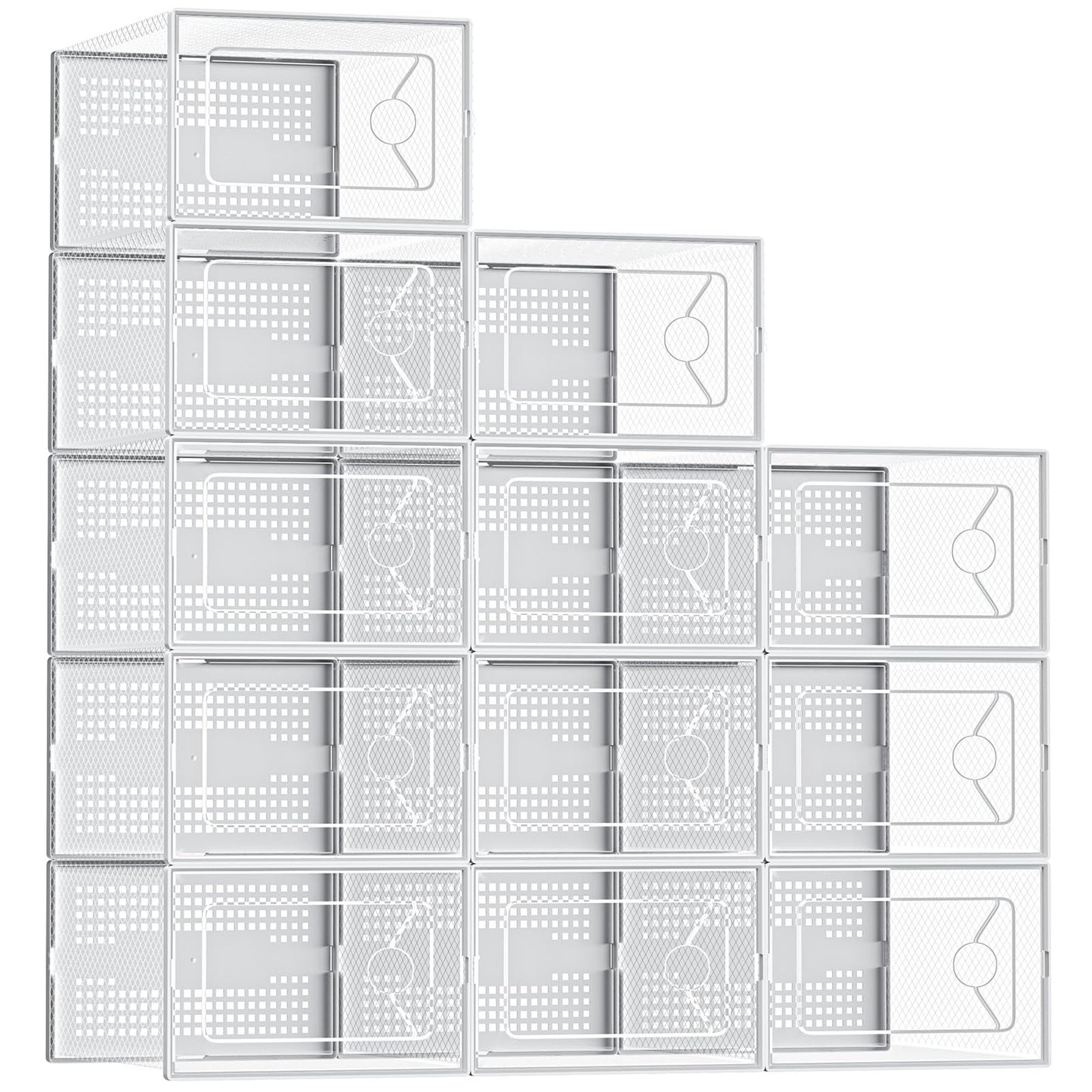 DUMOS Shoe Storage Boxes, 12-Pack Stackable Clear Shoe Containers with Lids, Display Sneaker Case