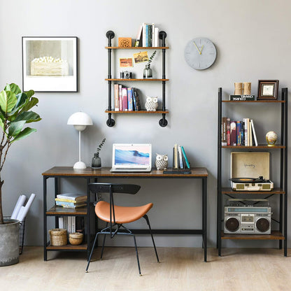 IBUYKE Industrial Pipe Shelves, Pipe Floating Shelves, Rustic Wall Mount Bookcase, 3-Tiers, 23.6" Metal Bracket Storage Wall Shelf for Bedroom, Kitchen, Living Room, Bathroom RF-TM003