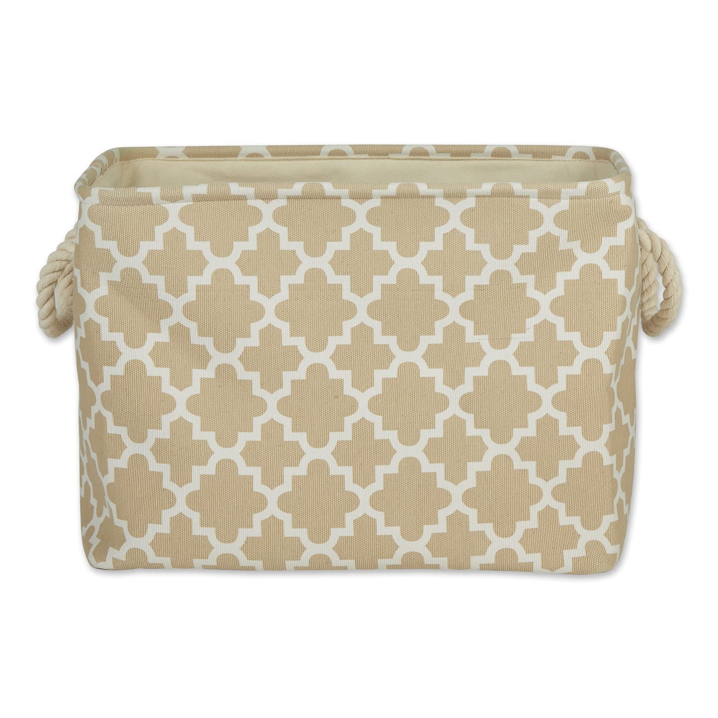 DII Polyester Container with Handles, Lattice Storage Bin, Medium, Vintage Linen