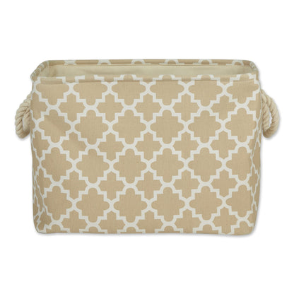 DII Polyester Container with Handles, Lattice Storage Bin, Medium, Vintage Linen