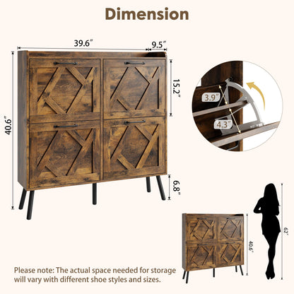 Nicetree Shoe Cabinet Storage for Entryway, Freestanding Shoe Storage Cabinet, Farmhouse Narrow