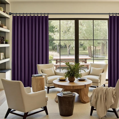 KangBang Purple Pinch Pleat Curtains 108 Inches Long, Blackout Pleated Vertical Curtains Sound Dampening Polyester Modern Drapes for Living Room Office with Hooks (40x108,9FT,2 Panels, Royal Purple)