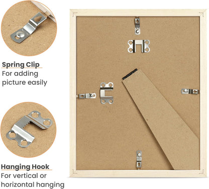 upsimples 8x10 Picture Frame, Natural Solid Wooden Picture Frames, Display 5x7 with Mat or 8 x 10 Without Mat, Wall or Tabletop, 1 Pack, White