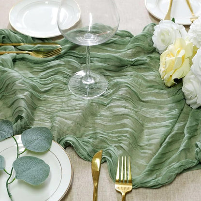 Sioloc 10 Pack Sage Green Cheesecloth Table Runner Fall Autumn Decor for Home 10ft Table Cloth for Tea Wedding Birthday Party Baby Bridal Shower Halloween Thanksgiving