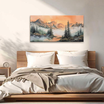 Tsomzxng Canvas Art Wall Decor For Living Room Mountain Wall Art Picture For Bedroom Modern Office Wall Decorations Forest River Landscape Paintings Pictures Artwork Aesthetic 20 X 40 In