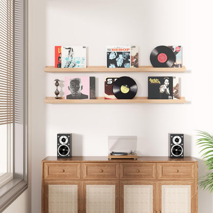 AZSKY 2pc 36in Natural Wood Floating Shelves, Country Rustic Style Wall Shelves for Kids Books, Photo Picture Ledge, Nursery Decor