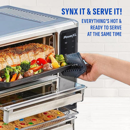PowerXL SmartSynx Dual Door Oven, 8 Quick-Touch Cooking Presets including Air Fry, Toast, Bake, Broil, Reheat and More, Cook 2 Different Foods at the Same Time, Large Capacity & Adjustable Temperature