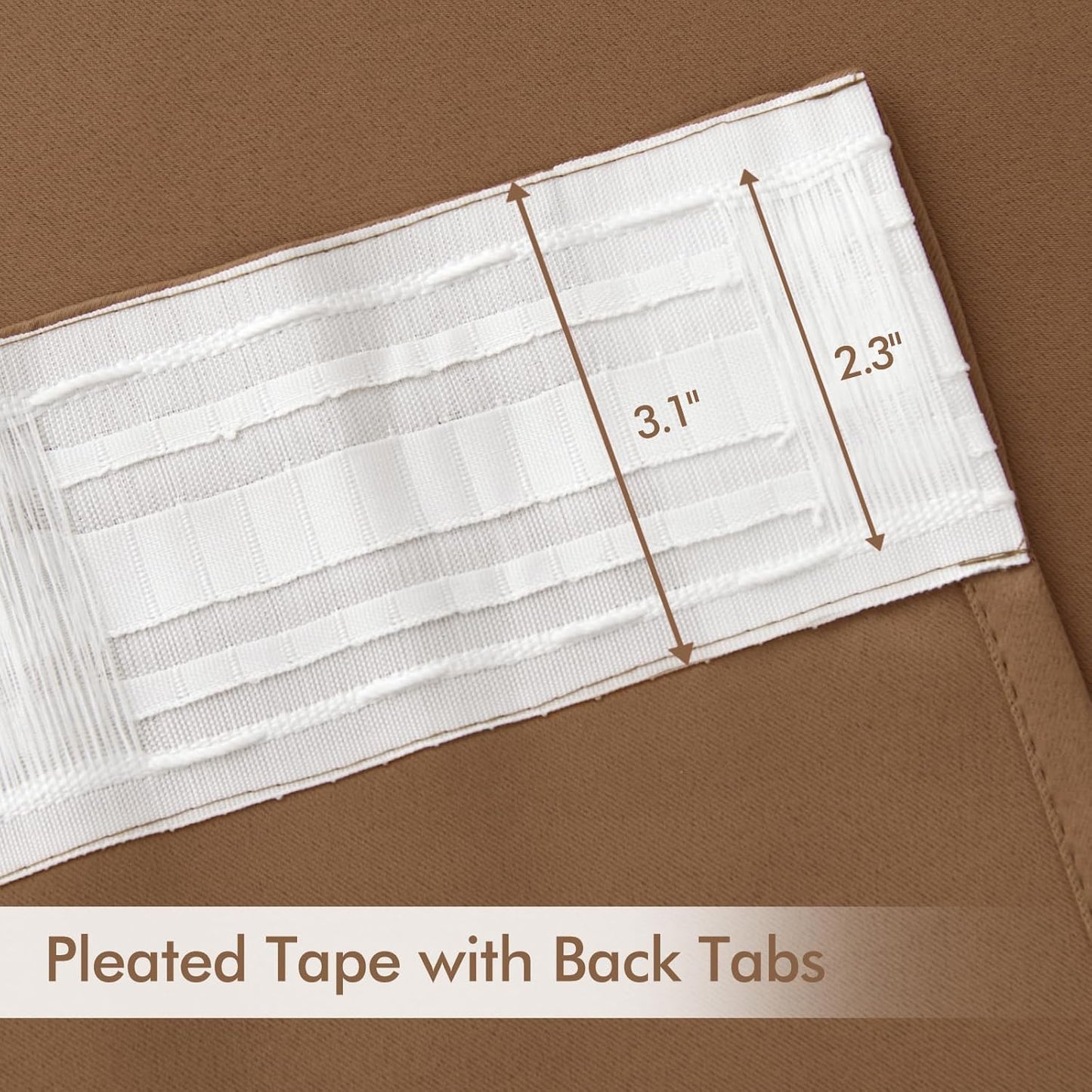 MIULEE Back Tab Blackout Curtains 108 Inch Long 2 Panels Set for Living Room Bedroom, Rod Pocket/Pinch Pleated Extra Long Thermal Insulated Room Darkening Light Blocking Drapes, Cappuccino Brown