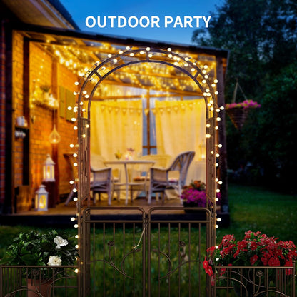 YITAHOME Garden Arbor with Gate and Planter Boxes, 87IN Wedding Arches for Ceremony, Metal Garden Arch for Climbing Plants Outdoor, Black Garden Archway for Lawn, Patio and Backyard