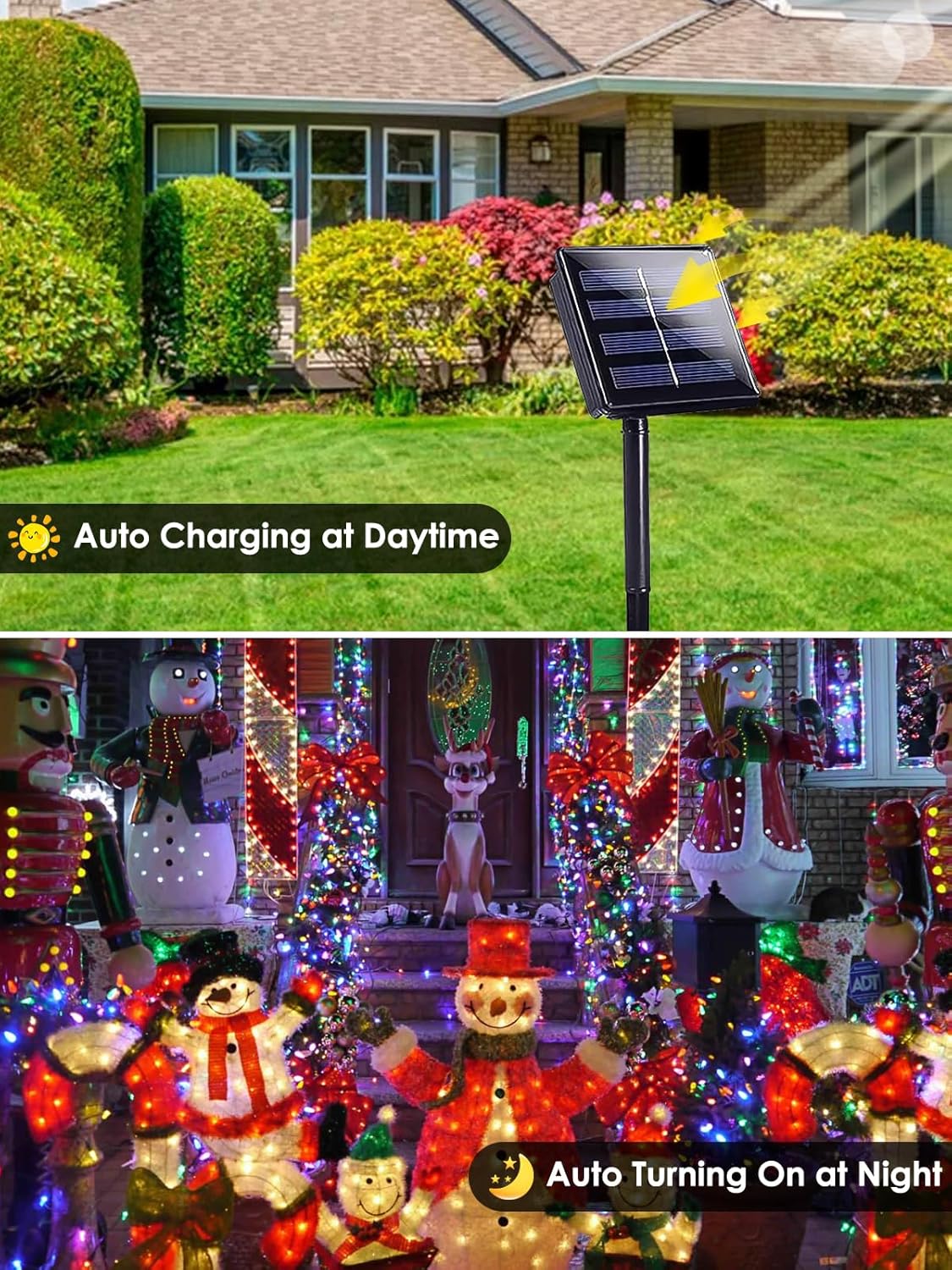 4pk Multi-Colored Solar Christmas Lights Outdoor Waterproof, 400 LED 132 FT Solar Powered LED String Lights Green Wire with 8 Modes, Solar Fairy Lights for Xmas Tree Party Wedding Garden Decorations