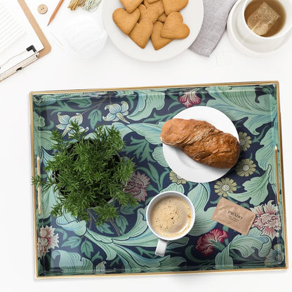 Spsyrine Serving Tray with Handles, Plastic Decorative Tray for Coffee Table, Living Room, Home Decor, Leicester