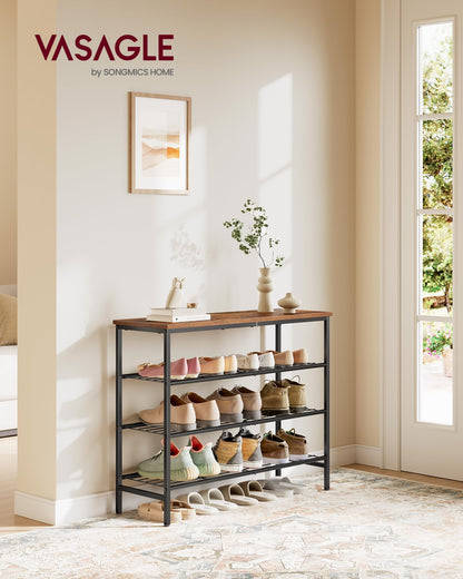 VASAGLE Shoe Rack, Shoe Storage Rack for Closet, Entryway, Living Room, Free Standing Metal