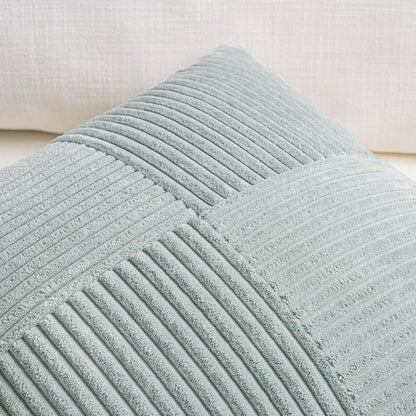 Fancy Homi Set of 2 Grey Blue Boho Long Lumbar Body Decorative Throw Pillow Cover 14x36 Inch for Bed Couch Bedroom Bench, Soft Patchwork Corduroy Textured Pillow Case, Rustic Farmhouse Room Décor